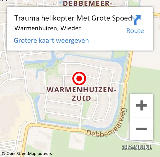 Locatie op kaart van de 112 melding: Trauma helikopter Met Grote Spoed Naar Warmenhuizen, Wieder op 29 maart 2024 20:29
