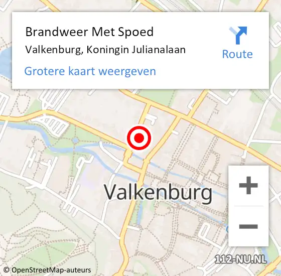 Locatie op kaart van de 112 melding: Brandweer Met Spoed Naar Valkenburg, Koningin Julianalaan op 29 maart 2024 21:03