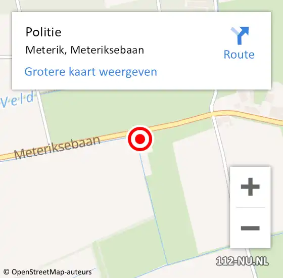 Locatie op kaart van de 112 melding: Politie Meterik, Meteriksebaan op 29 maart 2024 21:10