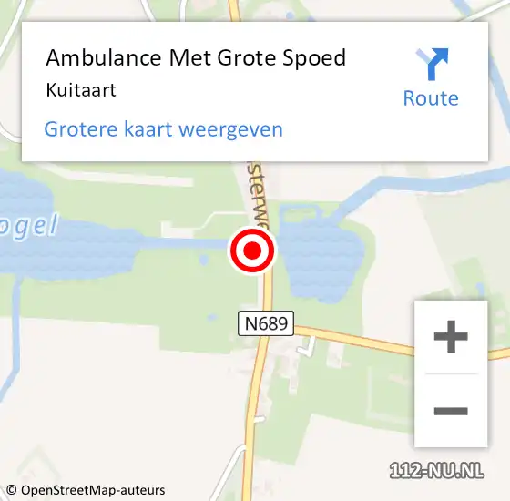 Locatie op kaart van de 112 melding: Ambulance Met Grote Spoed Naar Kuitaart op 29 maart 2024 21:29