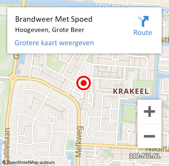 Locatie op kaart van de 112 melding: Brandweer Met Spoed Naar Hoogeveen, Grote Beer op 29 maart 2024 21:46
