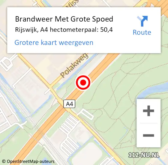 Locatie op kaart van de 112 melding: Brandweer Met Grote Spoed Naar Rijswijk, A4 hectometerpaal: 50,4 op 29 maart 2024 21:46