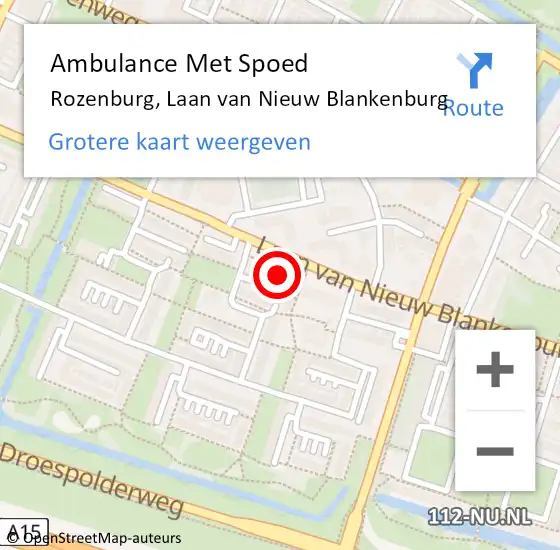 Locatie op kaart van de 112 melding: Ambulance Met Spoed Naar Rozenburg, Laan van Nieuw Blankenburg op 29 maart 2024 22:07