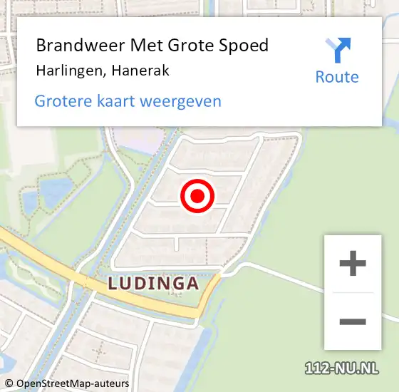 Locatie op kaart van de 112 melding: Brandweer Met Grote Spoed Naar Harlingen, Hanerak op 29 maart 2024 22:12