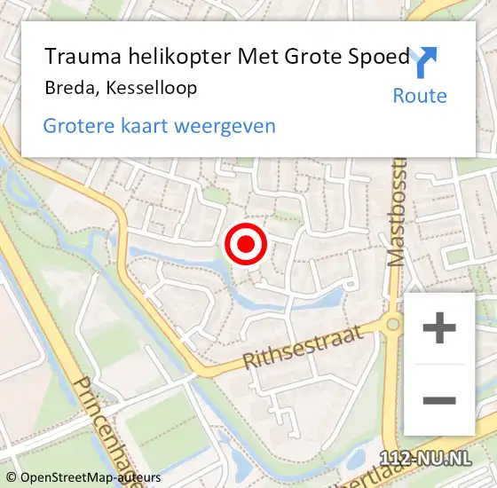 Locatie op kaart van de 112 melding: Trauma helikopter Met Grote Spoed Naar Breda, Kesselloop op 29 maart 2024 22:58