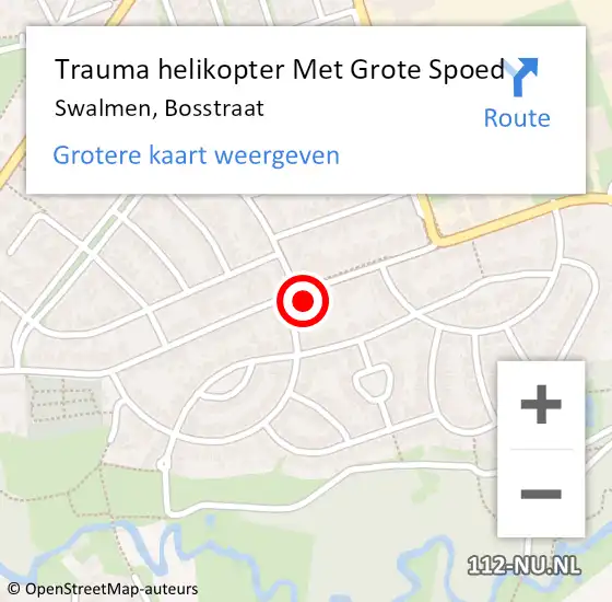 Locatie op kaart van de 112 melding: Trauma helikopter Met Grote Spoed Naar Swalmen, Bosstraat op 29 maart 2024 23:03
