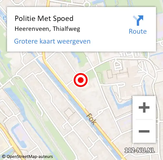 Locatie op kaart van de 112 melding: Politie Met Spoed Naar Heerenveen, Thialfweg op 29 maart 2024 23:56