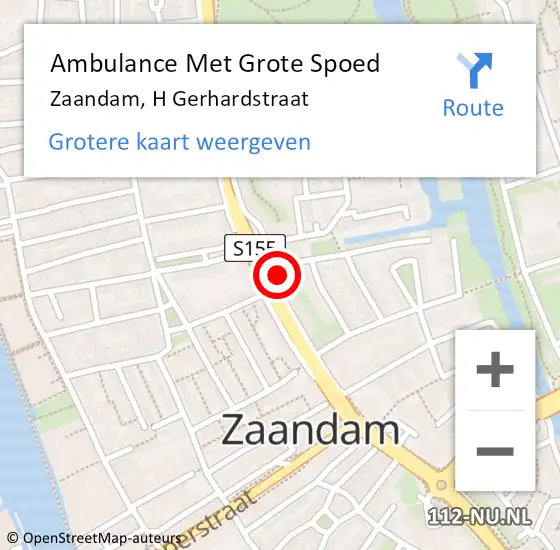 Locatie op kaart van de 112 melding: Ambulance Met Grote Spoed Naar Zaandam, H Gerhardstraat op 30 maart 2024 00:56