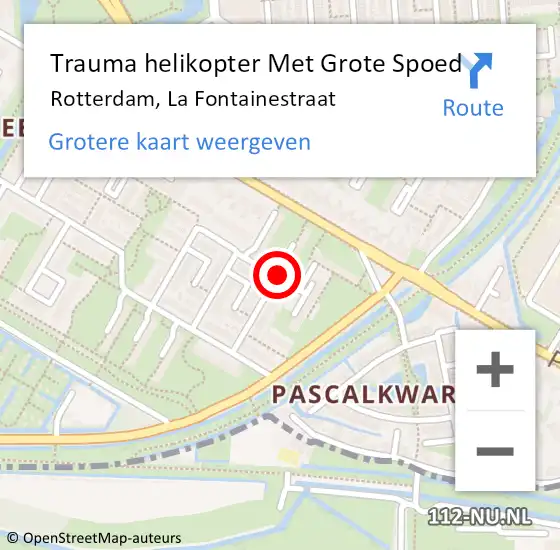 Locatie op kaart van de 112 melding: Trauma helikopter Met Grote Spoed Naar Rotterdam, La Fontainestraat op 30 maart 2024 01:44