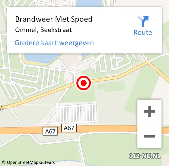 Locatie op kaart van de 112 melding: Brandweer Met Spoed Naar Ommel, Beekstraat op 30 maart 2024 02:43
