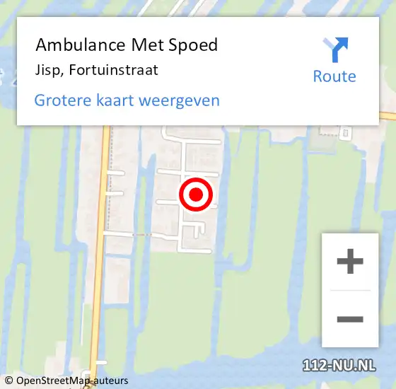 Locatie op kaart van de 112 melding: Ambulance Met Spoed Naar Jisp, Fortuinstraat op 30 maart 2024 03:25