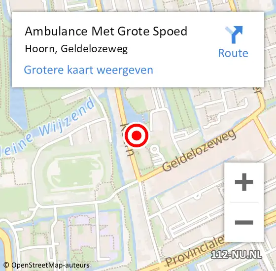 Locatie op kaart van de 112 melding: Ambulance Met Grote Spoed Naar Hoorn, Geldelozeweg op 30 maart 2024 04:53