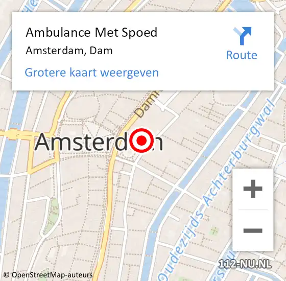 Locatie op kaart van de 112 melding: Ambulance Met Spoed Naar Amsterdam, Dam op 30 maart 2024 07:08
