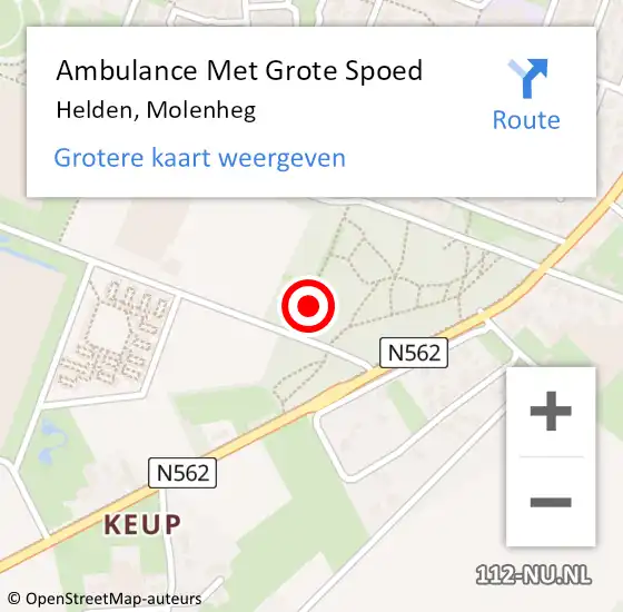 Locatie op kaart van de 112 melding: Ambulance Met Grote Spoed Naar Helden, Molenheg op 30 september 2014 17:58