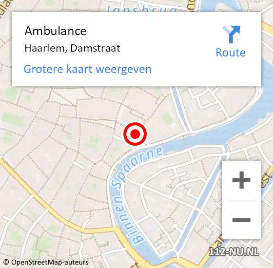 Locatie op kaart van de 112 melding: Ambulance Haarlem, Damstraat op 30 maart 2024 09:41
