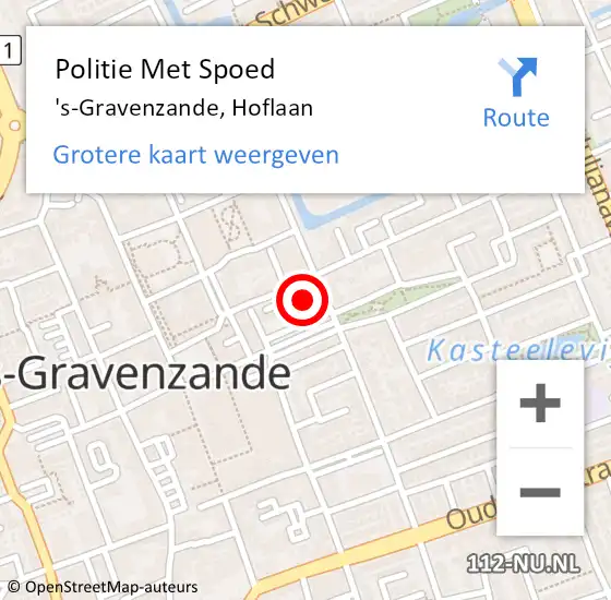 Locatie op kaart van de 112 melding: Politie Met Spoed Naar 's-Gravenzande, Hoflaan op 30 maart 2024 09:41