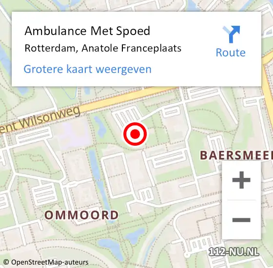 Locatie op kaart van de 112 melding: Ambulance Met Spoed Naar Rotterdam, Anatole Franceplaats op 30 maart 2024 09:53