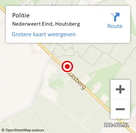 Locatie op kaart van de 112 melding: Politie Nederweert Eind, Houtsberg op 30 maart 2024 10:00