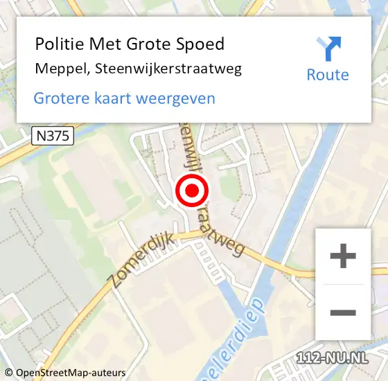Locatie op kaart van de 112 melding: Politie Met Grote Spoed Naar Meppel, Steenwijkerstraatweg op 30 maart 2024 10:13