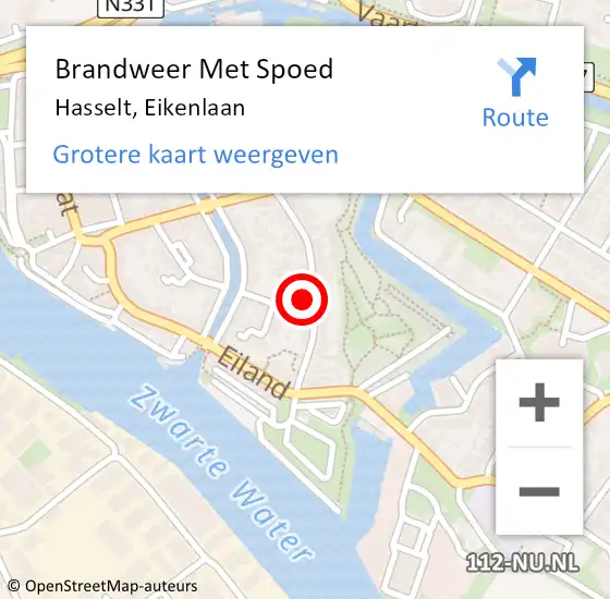 Locatie op kaart van de 112 melding: Brandweer Met Spoed Naar Hasselt, Eikenlaan op 30 maart 2024 11:03