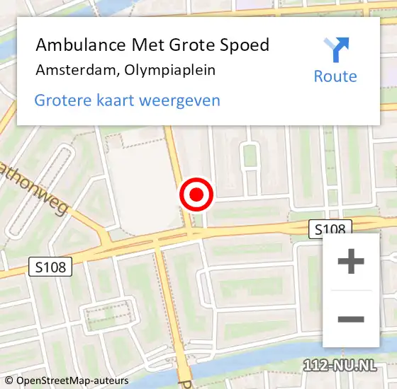 Locatie op kaart van de 112 melding: Ambulance Met Grote Spoed Naar Amsterdam, Olympiaplein op 30 maart 2024 11:26