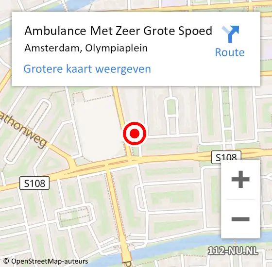 Locatie op kaart van de 112 melding: Ambulance Met Zeer Grote Spoed Naar Amsterdam, Olympiaplein op 30 maart 2024 11:37