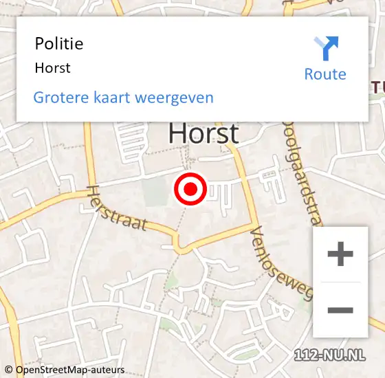 Locatie op kaart van de 112 melding: Politie Horst op 30 maart 2024 12:13