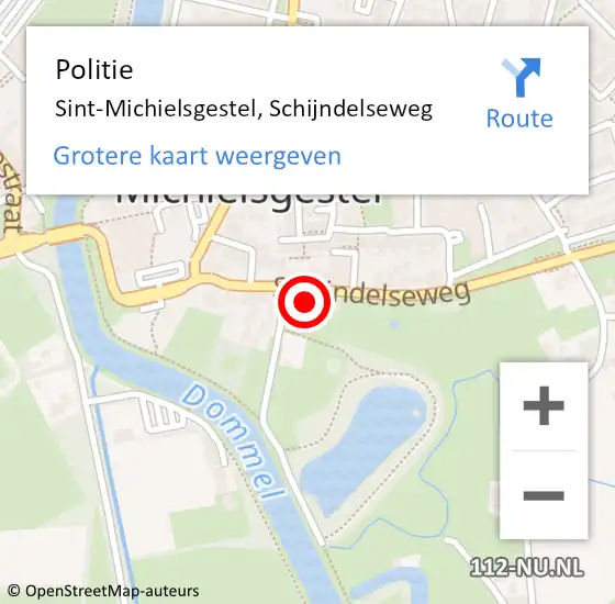 Locatie op kaart van de 112 melding: Politie Sint-Michielsgestel, Schijndelseweg op 30 maart 2024 12:15