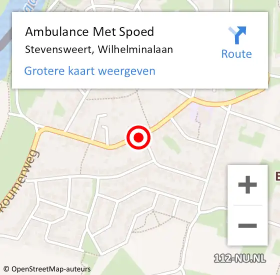 Locatie op kaart van de 112 melding: Ambulance Met Spoed Naar Stevensweert, Wilhelminalaan op 30 maart 2024 12:23