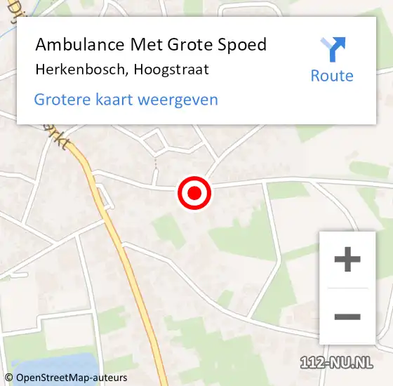 Locatie op kaart van de 112 melding: Ambulance Met Grote Spoed Naar Herkenbosch, Hoogstraat op 30 maart 2024 12:53