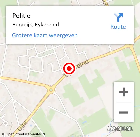 Locatie op kaart van de 112 melding: Politie Bergeijk, Eykereind op 30 maart 2024 13:19