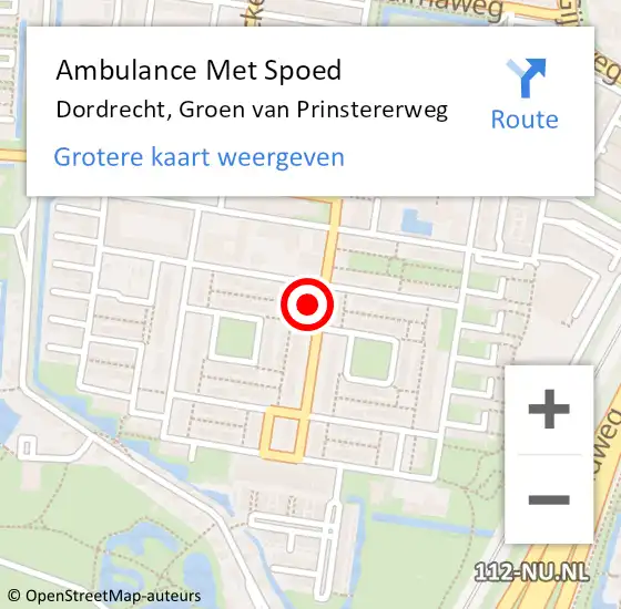 Locatie op kaart van de 112 melding: Ambulance Met Spoed Naar Dordrecht, Groen van Prinstererweg op 30 maart 2024 13:57