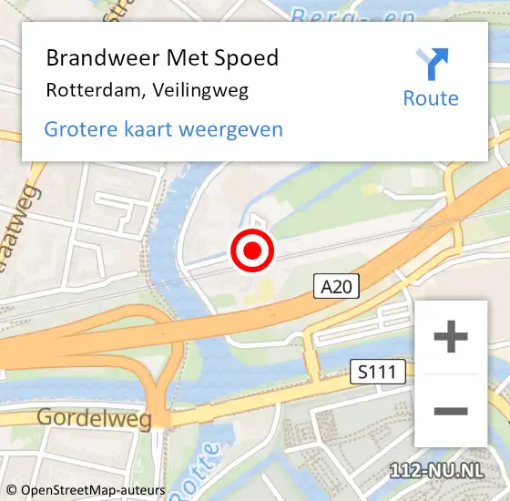 Locatie op kaart van de 112 melding: Brandweer Met Spoed Naar Rotterdam, Veilingweg op 30 maart 2024 14:03