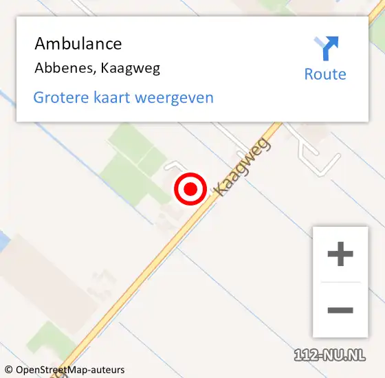 Locatie op kaart van de 112 melding: Ambulance Abbenes, Kaagweg op 30 maart 2024 14:28