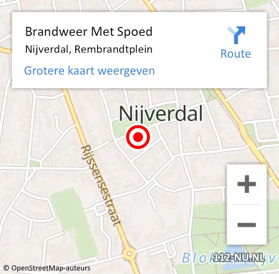 Locatie op kaart van de 112 melding: Brandweer Met Spoed Naar Nijverdal, Rembrandtplein op 30 maart 2024 14:37