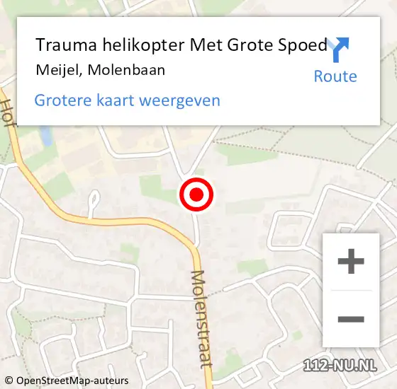 Locatie op kaart van de 112 melding: Trauma helikopter Met Grote Spoed Naar Meijel, Molenbaan op 30 maart 2024 15:00