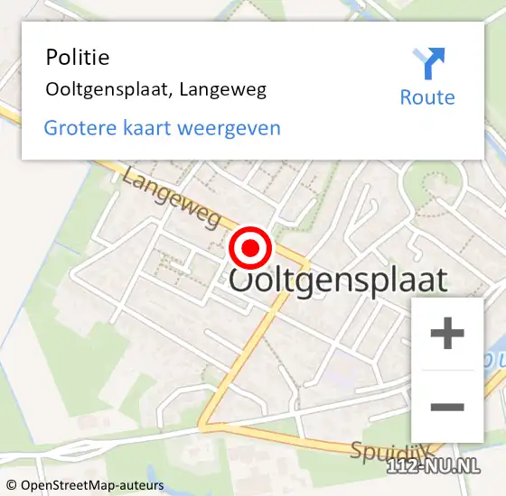 Locatie op kaart van de 112 melding: Politie Ooltgensplaat, Langeweg op 30 maart 2024 15:02