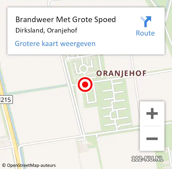Locatie op kaart van de 112 melding: Brandweer Met Grote Spoed Naar Dirksland, Oranjehof op 30 maart 2024 15:23