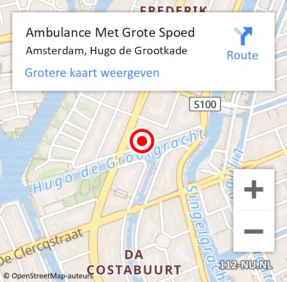 Locatie op kaart van de 112 melding: Ambulance Met Grote Spoed Naar Amsterdam, Hugo de Grootkade op 30 maart 2024 15:26