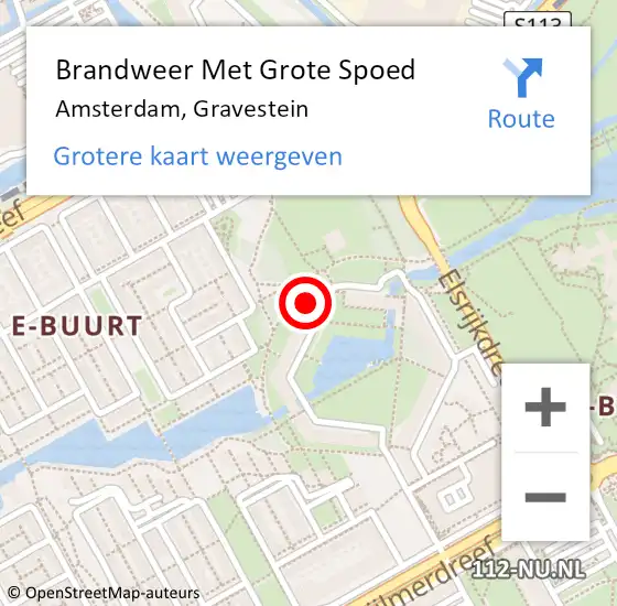 Locatie op kaart van de 112 melding: Brandweer Met Grote Spoed Naar Amsterdam, Gravestein op 30 maart 2024 15:29
