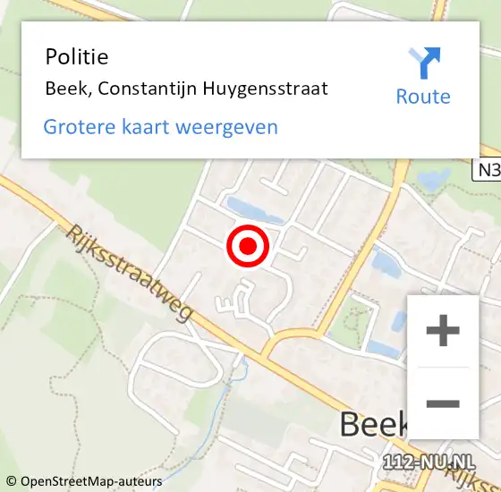Locatie op kaart van de 112 melding: Politie Beek, Constantijn Huygensstraat op 30 maart 2024 15:32
