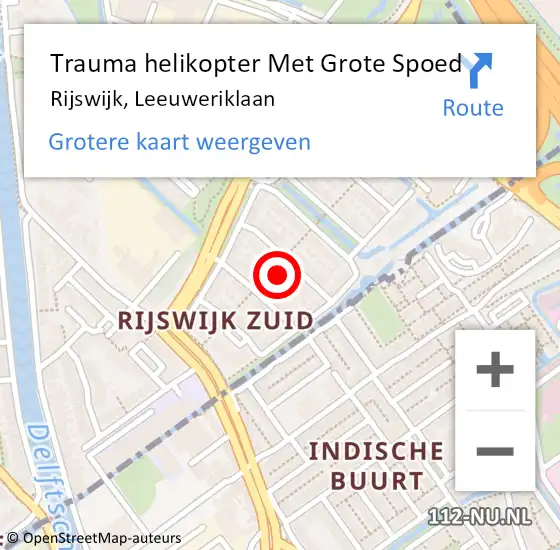 Locatie op kaart van de 112 melding: Trauma helikopter Met Grote Spoed Naar Rijswijk, Leeuweriklaan op 30 maart 2024 17:14
