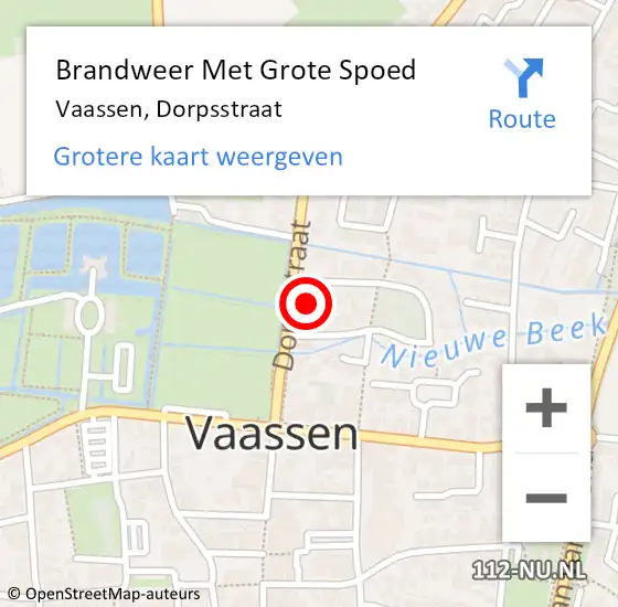 Locatie op kaart van de 112 melding: Brandweer Met Grote Spoed Naar Vaassen, Dorpsstraat op 30 maart 2024 17:34