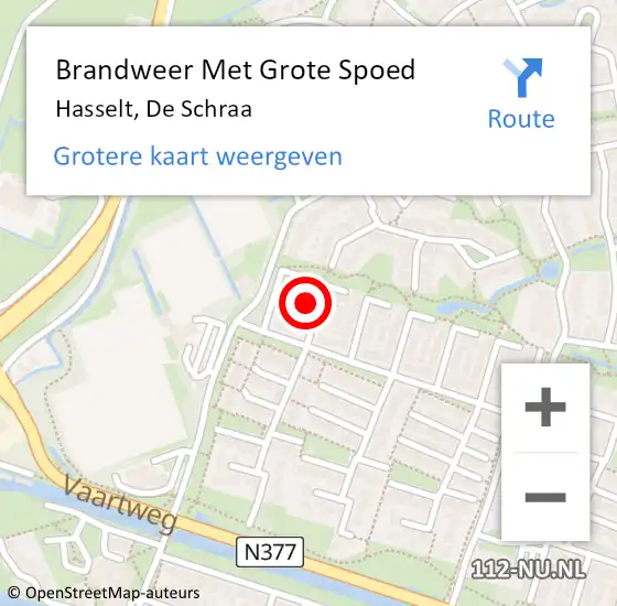 Locatie op kaart van de 112 melding: Brandweer Met Grote Spoed Naar Hasselt, De Schraa op 30 maart 2024 17:48
