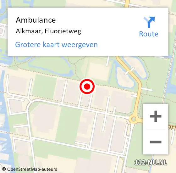 Locatie op kaart van de 112 melding: Ambulance Alkmaar, Fluorietweg op 30 maart 2024 17:55
