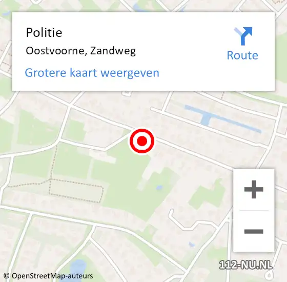 Locatie op kaart van de 112 melding: Politie Oostvoorne, Zandweg op 30 maart 2024 18:07
