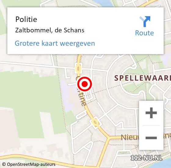 Locatie op kaart van de 112 melding: Politie Zaltbommel, de Schans op 30 maart 2024 18:18