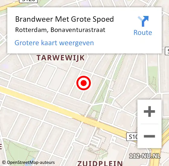 Locatie op kaart van de 112 melding: Brandweer Met Grote Spoed Naar Rotterdam, Bonaventurastraat op 30 maart 2024 18:54