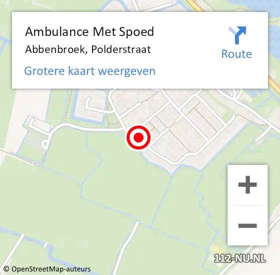 Locatie op kaart van de 112 melding: Ambulance Met Spoed Naar Abbenbroek, Polderstraat op 30 maart 2024 19:03