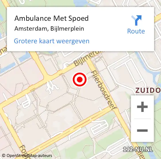 Locatie op kaart van de 112 melding: Ambulance Met Spoed Naar Amsterdam, Bijlmerplein op 30 maart 2024 19:05